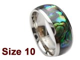 (Size 10) 8mm Abalone Shell Stainless Steel Ring
