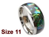 (Size 11) 8mm Abalone Shell Stainless Steel Ring
