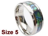 (Size 5) 8mm Abalone Shell Stainless Steel Ring