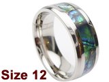 (Size 12) 8mm Abalone Shell Stainless Steel Ring
