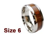 (Size 6) 8mm Koa Wood Stainless Steel Ring