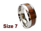 (Size 7) 8mm Koa Wood Stainless Steel Ring