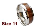 (Size 11) 8mm Koa Wood Stainless Steel Ring