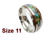 (Size 11) 8mm 316L Stainless Steel with Koa Wood Setting Ring w/