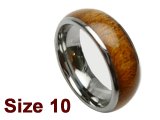 (Size 10) 8mm 316L Stainless Steel with Koa Wood Inlay