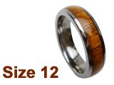 (Size 12) 6mm Koa Wood Inlay Curved Top Tungsten Ring