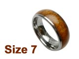 (Size 7) 8mm Koa Wood Inlay Curved Top Tungsten Ring
