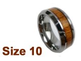 (Size 10) 8mm Koa Wood Inlay Tapered Flat Top Tungsten Ring