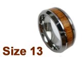 (Size 13) 8mm Koa Wood Inlay Tapered Flat Top Tungsten Ring