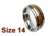 (Size 14) 8mm Koa Wood Inlay Curved Top Tungsten Ring
