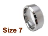 (Size 7) 8mm Brush Finish Tapered Flat Top Plain Tungsten Ring