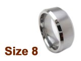 (Size 8) 8mm Brush Finish Tapered Flat Top Plain Tungsten Ring