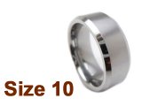 (Size 10) 8mm Brush Finish Tapered Flat Top Plain Tungsten Ring