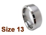 (Size 13) 8mm Brush Finish Tapered Flat Top Plain Tungsten Ring