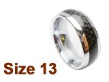 (Size 13) 8mm Black Carbon Fiber Inlay Tungsten Ring