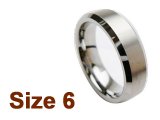 (Size 6) 6mm Brush Finish Tapered Flat Top Plain Tungsten Ring