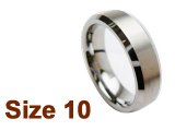 (Size 10) 6mm Brush Finish Tapered Flat Top Plain Tungsten Ring
