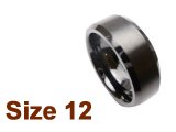 (Size 12) 8mm Brush Finish Tapered Flat Top Black Tungsten Ring