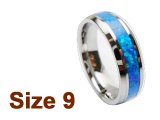 (Size 9) 6mm Opal Inlay Tapered Flat Top Tungsten Ring