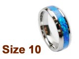 (Size 10) 6mm Opal Inlay Tapered Flat Top Tungsten Ring