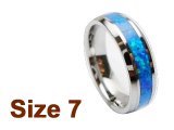 (Size 7) 8mm Opal Inlay Tapered Flat Top Tungsten Ring