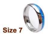(Size 7) 6mm Opal Inlay Curved Top Tungsten Ring