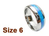(Size 6) 8mm Opal Inlay Curved Top Tungsten Ring