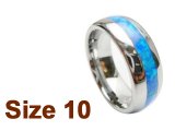 (Size 10) 8mm Opal Inlay Curved Top Tungsten Ring