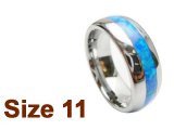 (Size 11) 8mm Opal Inlay Curved Top Tungsten Ring