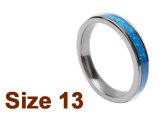 (Size 13) 4mm Opal Inlay Flat Top Tungsten Ring