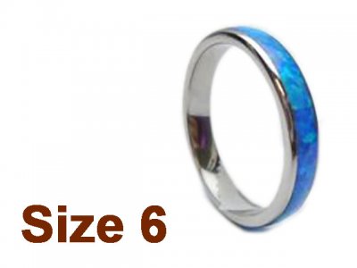 (Size 6) 4mm Opal Inlay Curved Top Tungsten Ring