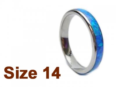 (Size 14) 4mm Opal Inlay Curved Top Tungsten Ring