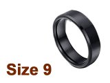 (Size 9) 6mm Brush Finish Tapered Flat Top Black Tungsten Ring