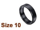 (Size 10) 6mm Brush Finish Tapered Flat Top Black Tungsten Ring