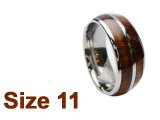 (Size 11) 8mm Koa Wood Inlay Curved Top Tungsten Ring