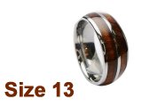 (Size 13) 8mm Koa Wood Inlay Curved Top Tungsten Ring