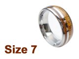 (Size 7) 8mm Koa Wood Inlay Curved Top Tungsten Ring