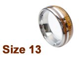 (Size 13) 8mm Koa Wood Inlay Curved Top Tungsten Ring