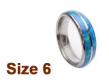 (Size 6) 6mm Opal Inlay Curved Top Tungsten Ring