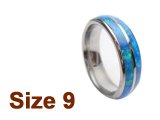 (Size 9) 6mm Opal Inlay Curved Top Tungsten Ring