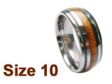 (Size 10) 8mm Koa Wood & Abalone Inlay Curved Top Tungsten Ring