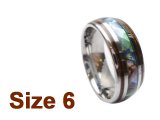 (Size 6) 8mm Abalone & Koa Wood Inlay Curved Top Tungsten Ring