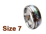 (Size 7) 8mm Abalone & Koa Wood Inlay Curved Top Tungsten Ring