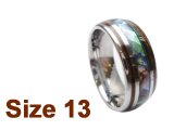 (Size 13) 8mm Abalone & Koa Wood Inlay Curved Top Tungsten Ring