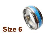(Size 6) 8mm Opal & Koa Wood Inlay Curved Top Tungsten Ring
