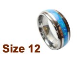 (Size 12) 8mm Opal & Koa Wood Inlay Curved Top Tungsten Ring