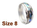(Size 8) 8mm Paua & White Abalone Inlay Curved Top Tungsten Ring