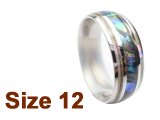 (Size 12) 8mm Paua & White Abalone Inlay Curved Top Tungsten Rin