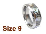 (Size 9) 8mm Abalone Inlay Curved Top Tungsten Ring