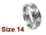 (Size 14) 8mm Abalone Inlay Curved Top Tungsten Ring